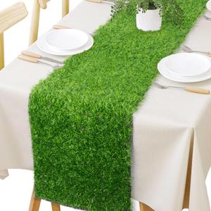 Grass Table Runner 12 x 72 Inch, Green Fake Faux Grass Table Decoration for Wedding, Birthday Party, Baby Shower, Banquet, Spring Summer Holiday Artificial Tabletop Decor