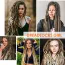 HANNE Dreadlock Extensions 10 Strands Double Ended Dreadlock Extensions 24 Inch Synthetic Dreadlock Extensions Brown Reggae Hip-Hop Dreads Hair Extensions (27#)