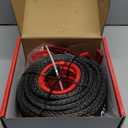 3/8" x 92ft Synthetic Winch Rope, 25,500LBS Heavy Duty Winch Cable with Protective Sleeve, Forged Winch Hook & Safety Strap for Off-Road 4x4, SUV, Jeep, Truck (Black)