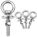 4 Pack M8 Stainless Steel Eye Bolts with Nuts, 5/16" x 2" Long Lifting Ring Eye Bolt Eye Bolts Heavy Duty for Hang Tie Down Outdoor (4, M8x51mm (5/16"x2"))