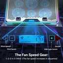 KYOLLY Aluminum Alloy RGB Gaming Laptop Cooler with 6 Fans and LCD Screen - 10 RGB Modes Memory Function, 4 USB Ports 3.0 and 2.0 Hub, 9 Height Adjustable for 10 to 21 Inch Laptops on Desk or Lap