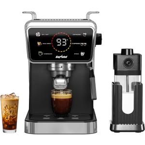 SUNVIVI 20 Bar Espresso Machine for Home and Office, 3-in-1 Iced Coffee Maker with Milk Frother, Espresso Shot & Iced Coffee, LED Touchscreen, 52OZ Removable Water Tank, Professional Coffee Brewing