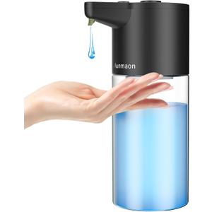 Automatic Soap Dispenser Touchless,Simple Physical Adjustment,Low Battery Consumption Hand Dish Soap Dispenser Kitchen Bathroom,Hands Free Auto (Transparent Matte Black)