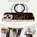 Loheckle for iPhone 16 Pro Max Case with Stand- Compatible with MagSafe Women Girls Cute Clear Girly Aesthetic Unique Design Soft TPU Magnetic Ring Phone Cover for Apple 16 Promax, Brown