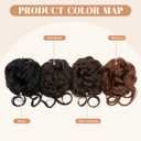SARLA 2PCS Black Messy Bun Hair Pieces for Women Detachable Claw Clip Wavy Curly Synthetic Hairpieces for Updos with Tendrils Fake Scrunchies Ponytail Extension