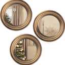 3pcs Round Mirrors For Wall Decor Antique Gold Circle Mirror Small Vintage Hanging Decorations Rustic Decorative Home Art For Bedroom Living Room Entryway Distressed Ornament Chic for Women Mums