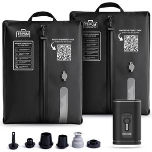 Vacuum Compression Bags for Travel, 2 Pack Medium Size 18L Storage Bags for Luggage and Carry-On, Space Saver Bags for Clothes with USB Type-C Rechargeable Electric Pump
