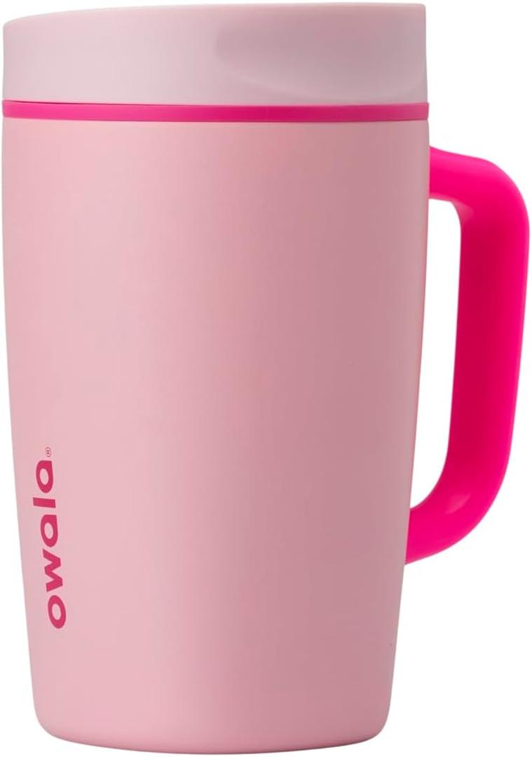 Owala SmoothSip Slider Stainless Steel Insulated Travel Mug with Handle, 100% Leak Proof, For Hot and Cold Drinks, Travel Friendly with Sliding Lock Lid, 12oz, BPA Free, Leak Proof, Pucker Up