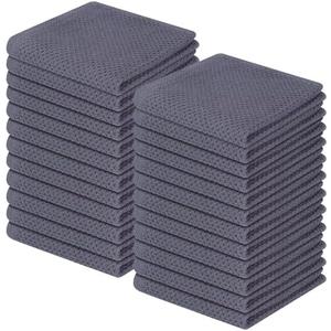 Homaxy 100% Cotton Waffle Weave Kitchen Dish Cloths, Ultra Soft Absorbent Quick Drying Dish Towels, 12 x 12 Inches, 24-Pack, Dark Grey