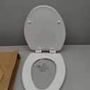 Mayfair Linden Slow Close Toilet Seat, Non Slip Heavy Duty Wood, Easy Install, Elongated, White