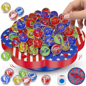 Wobble Balance Marble Game for Kids – 80 Colorful Marbles, Dice, Chessboard, Turntable,Challenge Cards, Fun Family Board Game for Parties, Gifts for Kids Ages 6-12+