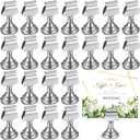 Kathfly Wedding Table Number Holders 1.7 Inch Metal Silver Mini Place Card Holders Bulk Harp-clip Table Sign Stands Card Holder Display Picture Memo Notes Menu for Restaurants Birthday Decor