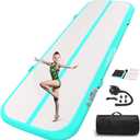 Gymnastics Air Tumbling Mat 13ft/16ft/20ft Tumble Track, Inflatable Tumbling Mat 4/8 inch Thickness with Electric Air Pump for Home Use/Tumbing Meditation/Cheerleading/Water Use (Green)