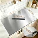 304SS Extra Large Chopping Board w/Lip & Rolling Pin, Steel Cutting Board, 35.4 x 22.8 inches