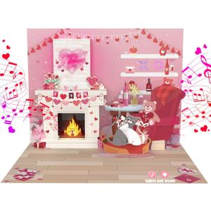 Valentine's Day Cards,Music Pop Up Card,Love LED light, Valentine card for women and men, music playing Valentine- accompaniment, impresses lovers