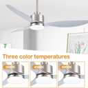 52" Ceiling Fans with Lights and Remote, Quiet DC Motor, 3 Reversible Blades, Modern Brushed Nickel Ceiling Fan with 3-Color LED Light Fandelier for Bedroom Living Room