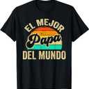 El Mejor Papa Del Mundo Vintage Retro Father Dad Grandpa T-Shirt (Black, XL)