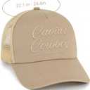 Western Trucker Hat Cowboy Cowgirl Outfits Country Music Festival Hats for Men Women (Beige)