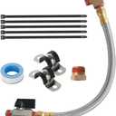 Extended Tank Drain Valve Assembly Kit for Air Compressor,SUNROAD Including 10 Inches Air Compressor Tank Drain Hose 1/4 inch NPT, 1/4" to 3/8" Brass Adapter & Routing Clamp