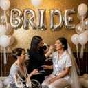 Silver Bridal Shower party decorations with huge 40in silver BRIDE letter Pearl Balloons BRIDE to be Sash Bridal Veil Diamond Ring Heart shape Balloons For Bachelorette party Wedding supplies