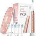 Aquasonic Vibe Series PRO  Ultra-Whitening Electric Toothbrush  5 Modes & Smart Timers  Premium Travel Case & 6 Proflex Brush Heads  ADA Accepted Toothbrush (Rose Gold)