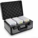 Graded Card Storage Box, Aluminum 3-Row Slab Case with TSA Lock, Holds 110+ PSA/BGS Slabs & Toploaders, Dustproof Travel Hard Case for Card Collectors