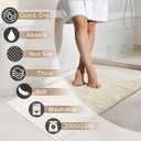 Non-Slip & Super Absorbent Bath Mat, 32x20 Inch Large Microfiber Bathroom Rug, Ultra Plush Quick Dry Machine Washable Shaggy Carpet for Shower Tub Floor, Beigem