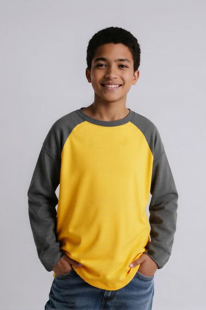 Cadidi Dinos Boys Girls Long Sleeve Shirts Cotton Casual Crewneck Printed Kids T-Shirts (Yellow, 6-7)