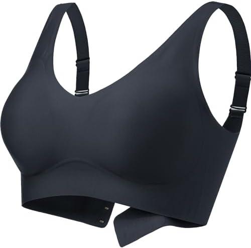 PRETTYWELL Wireless Bras for Women No Underwire Comfort Seamless Smoothing Bra Lift V Neck Padded Full Coverage Everyday Bra, Size M