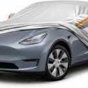 6 Layer Heavy Duty Car Cover Custom Fit for Tesla Model Y with Charging Port Flap, Waterproof All Weather Car Tarp Outdoor Protection with Cotton Lining