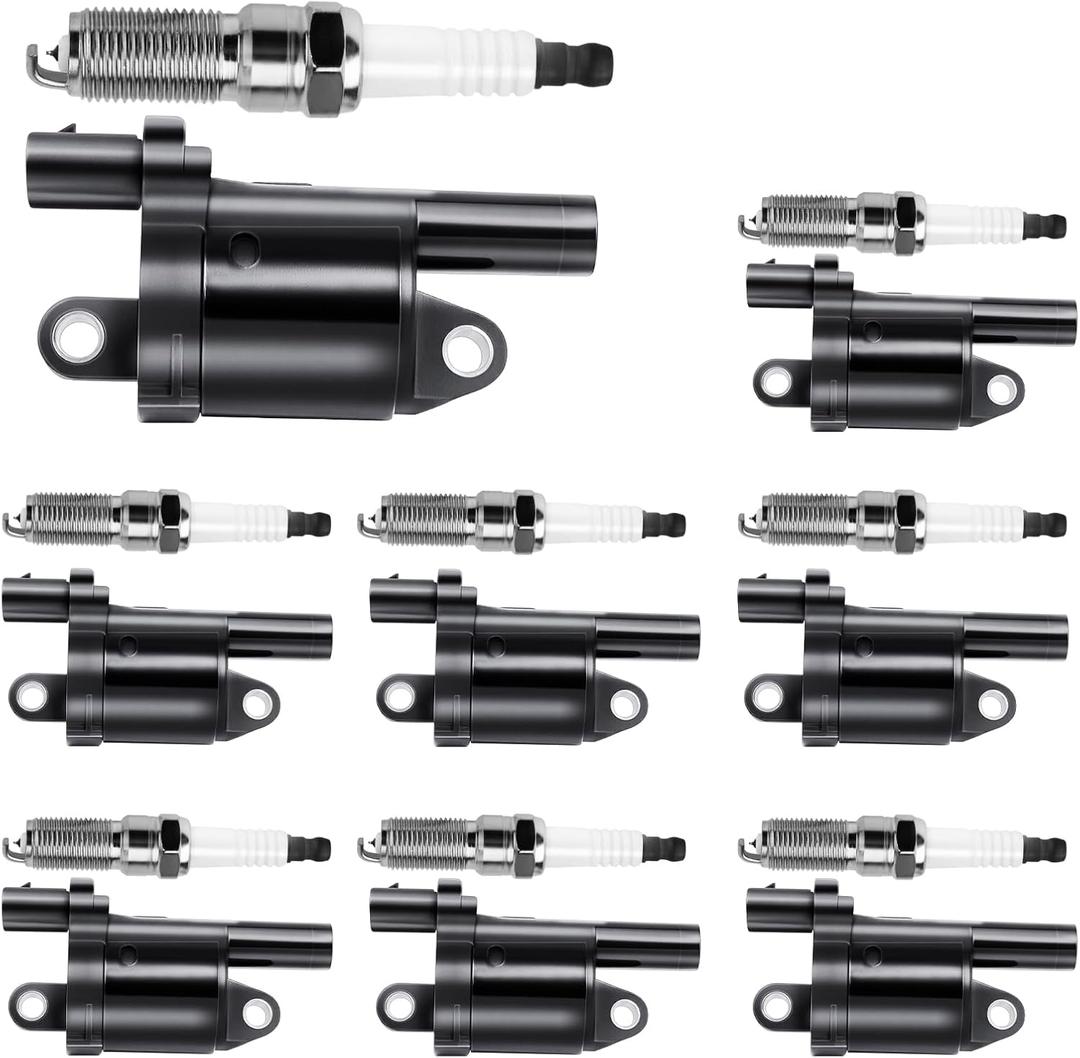 8PCS Round Ignition Coil Pack UF742 & Spark Plug Compatible with Chevy V8 5.3L 6.2L Silverado 1500 Suburban Tahoe Corvette GMC Sierra Yukon XL Cadillac Escalade CTS ESV, 2014 2015 2016 2017 2018 2019