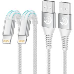 iPhone Charger [Apple MFi Certified] 2Pack 10FT Long Lightning Cable Fast Charging Nylon Braided USB Cable iPhone Charger Cord Compatible with iPhone 14 13 12 11 Pro Max XR XS X 8 7 6 Plus SE, iPad (White)