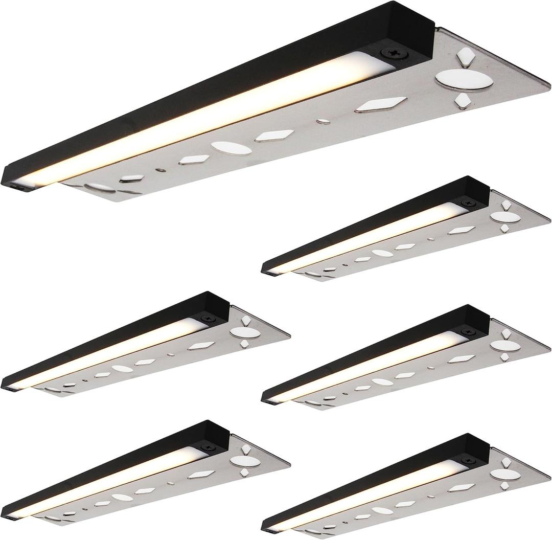 LUMENGY 13-inch 4w Super Slim LED Hardscape Light, 3 Mounting Plates for Paver Steps, Walls, Decks and Ceiling, 2700K, No Visiable Screws, Aluminum Black, Easy Installation, 50K Lifespan (6-Pack) (2700K - Warm White)