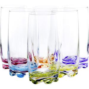 Vibrant Splash Water, Beverage Highball Glasses, 13.25 Ounce - Set of 6