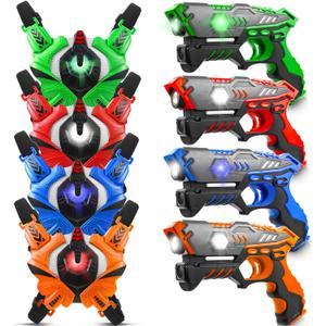 Laser Tag: Laser Tag Guns Set of 4 with Vests, Infrared Lazer Tags Game, Lazer Tags Set 4 Player for Kids Adults, Toys for Kids Ages 6 7 8 9 10 11 12+ Year Old Boy Birthday
