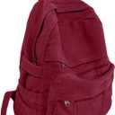 Burgundy Red Canvas Backpack for Women Retro Aesthetic Rucksack Basic Backpack for High School/College Students Travel Laptop Bag