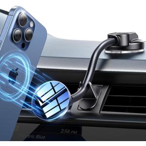 for Magsafe Car Mount [Strong Magnets & Anti-Shake] Magnetic Phone Holder for Car 18CM Long Arm Universal Dashboard Car Mount for iPhone 15 14 13 12 Pro Max Plus Mag-Safe Case & All Phones