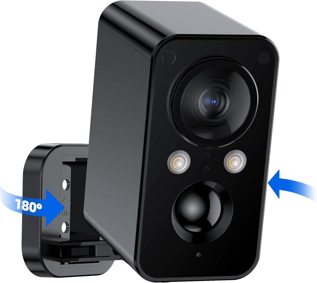 Security Cameras Wireless Outdoor Battery: 180 Horizontal Camera for Home Security Battery WiFi Outside Surveillance Camera CCTV Cam System with Color Night Vision Motion Sensor