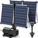 Antfraer 100W Solar Pond Pump, 1200GPH Solar Powered Water Fountain Pump with 3 Spray Nozzles, Solar Waterfall Pump & Solar Pond Aerator for Medium-Large Koi Pond Outdoor Garden Water Feature