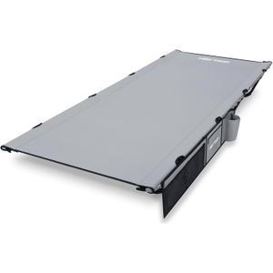 HEYTRIP Extra-Wide Camping Cot, Upgrade Sturdy Camping Bed, XXL Cots for Sleeping Support 500lb, Folding Cot with Side Pocket, Carry Bag Ultralight Backpacking Cot for Travel(Grey)