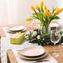 Frienda 4 Pcs Holiday Easter Table Runner Soft Plush Faux Fur Jacquard Ear Bunny Table Runner Sunflower Spring Holiday Kitchen Dining Tabletop Decoration for Home Party Decor 13x72 Inch