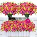 24 Bundles Realistic Fake Flowers for Outdoors, No Fade Faux Silk Flowers & Artificial Plants Lavender, for Garden Patio Porch Decor, Window Box, Hanging Basket, Planter, Grave Decorations (Mix Color)