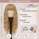 BARSDAR Long Wavy Blonde Wig With Bangs - 26 Inch Long Wavy Beige Blonde Wig with Bangs for Women - Thick Soft Synthetic Hair Replacement Wigs Natural Looking Daily Cosplay Party Halloween