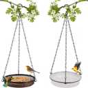 HRAYLTOP 2-in-1 Set Hanging Bird Feeder and Bath for Outdoor, Small Metal Tray Perfect for Attracting Bird