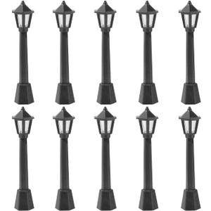 Miniature Dollhouse Street Lights, 10pcs Mini Street Post Lights Model, Dollhouse Streetlight Models for Village Pathway Lantern Post, Fairy Lighting DIY Landscape Fairy Garden Accessories 7.5x2cm