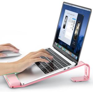 Laptop Stand for Desk, Laptop Stand with Wrist Support, Ergonomic Detachable Laptop Riser, Mount, Holder Notebook Computer Stand for MacBook Air Pro, HP, Dell, XPS, HP (10-17") Laptops - Pink
