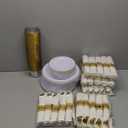 350Piece Gold Dinnerware Set for 50 Guests - Gold Plastic Plates with Disposable Cutlery Include:50Dinner Plates-50Dessert Plates-50Pre Rolled Napkins with Silverware (White and Gold - Modern)