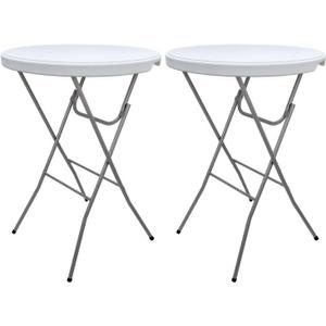 28in Folding Round Cocktail Table, Removable Legs White 2Pack