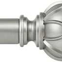 KAMANINA Silver Curtain Rods for Windows 72 to 144 Inches (6-12ft) Long Heavy Duty Curtain Rods, 7/8 Inch Adjustable Drapery Rods with Decorative Netted Texture Finials