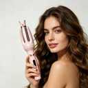 Automatic Curling Iron Rotating, Self Curling Hair Curler Anti-Tangle & Fast Heating, Safe Styling Home and Professional Hair Styling Tool for All Hair Types Travel Use Pink